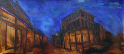 The First Stop Sign of Frenchman by Sarah Nelson | Oil on Panel The First Stop Sign of Frenchman